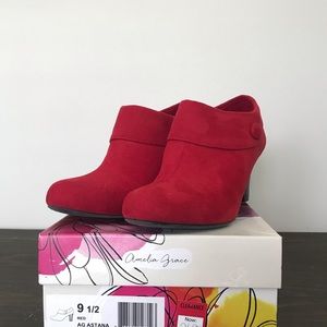 Amelia Grace Red suede booties